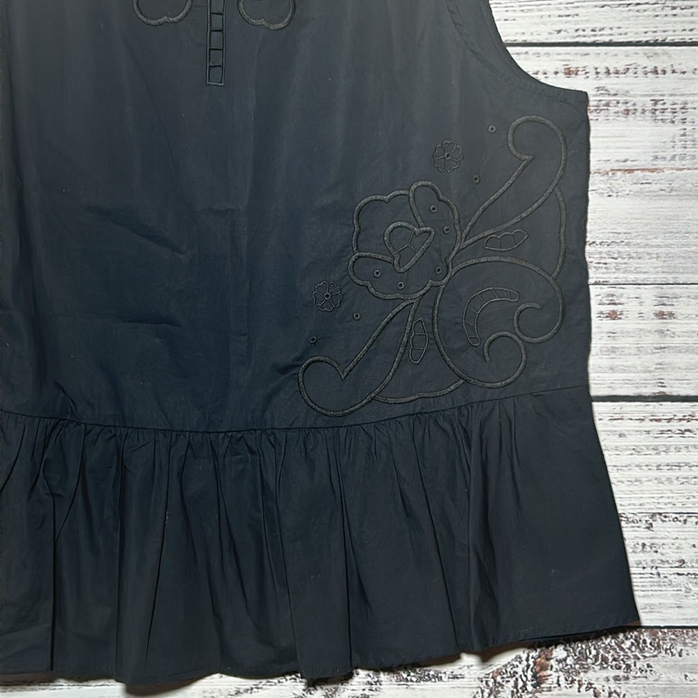 Madewell Embroidered Sleeveless Peplum Black Tank Top Small - Picture 11 of 16
